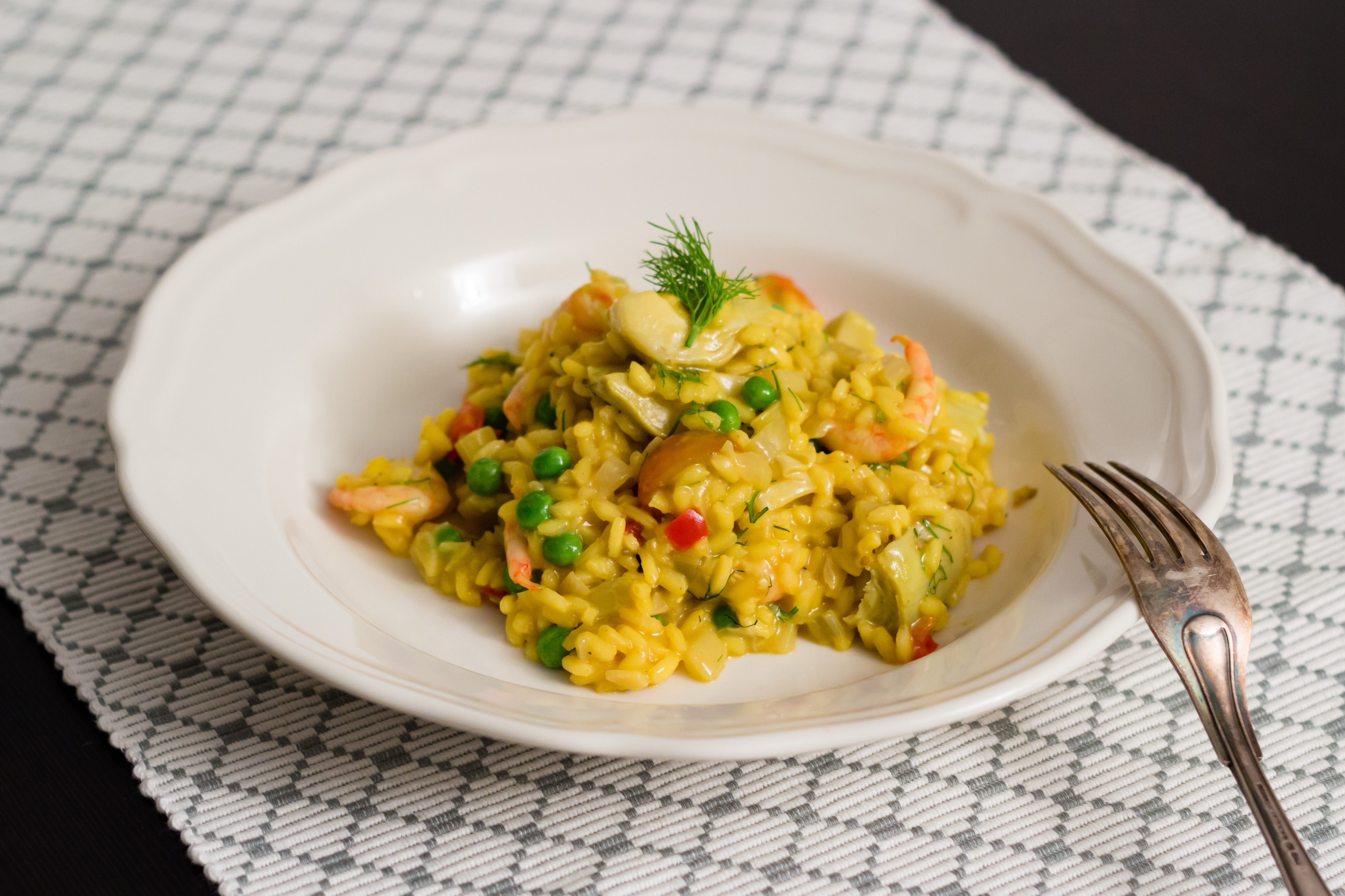 Risotto med saffran och räkor